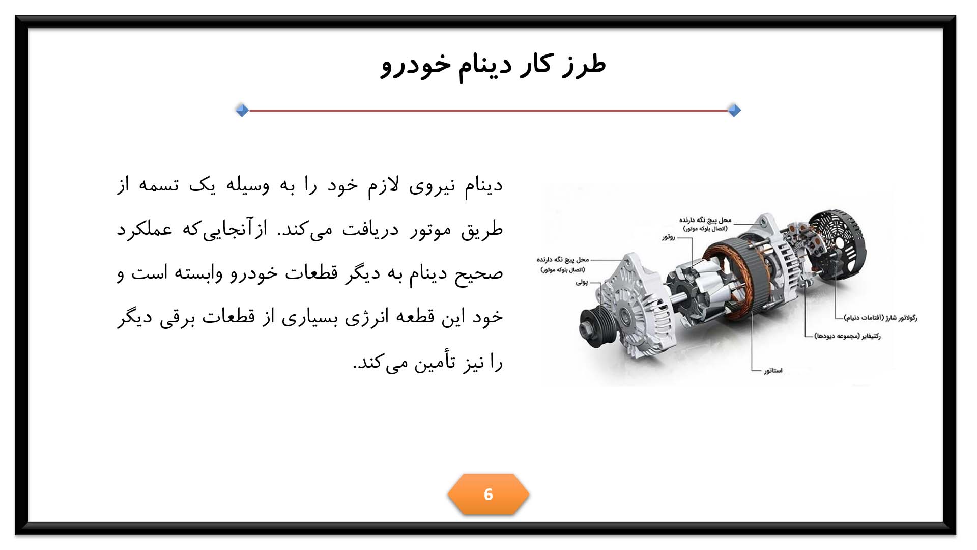 پاورپوینت علائم خرابی دینام خودرو 